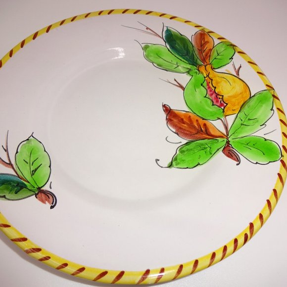 4 Vintage Italian Plates 7" Fruit Berries Grey Yellow Set MBD Italy - Picture 4 of 7